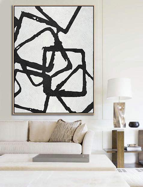 Canvas Artwork For Sale,Black And White Minimalist Painting On Canvas - Unique Canvas Art